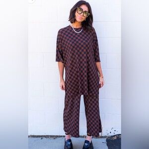 Dressed in LALA Brown and Black Checkered Set